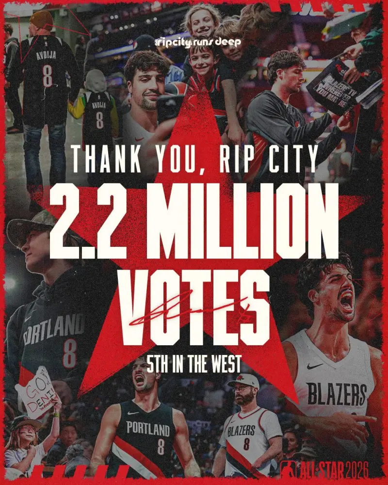 开云体育官方网站-220万票西部第五！开拓者官方致谢为阿夫迪亚投票的球迷